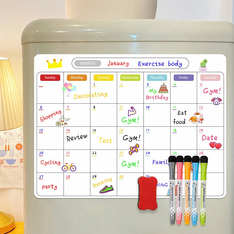 High quality Custom Refrigerator Magnetic Weekly Planner Sticker Removable Sticker Memo Magnet