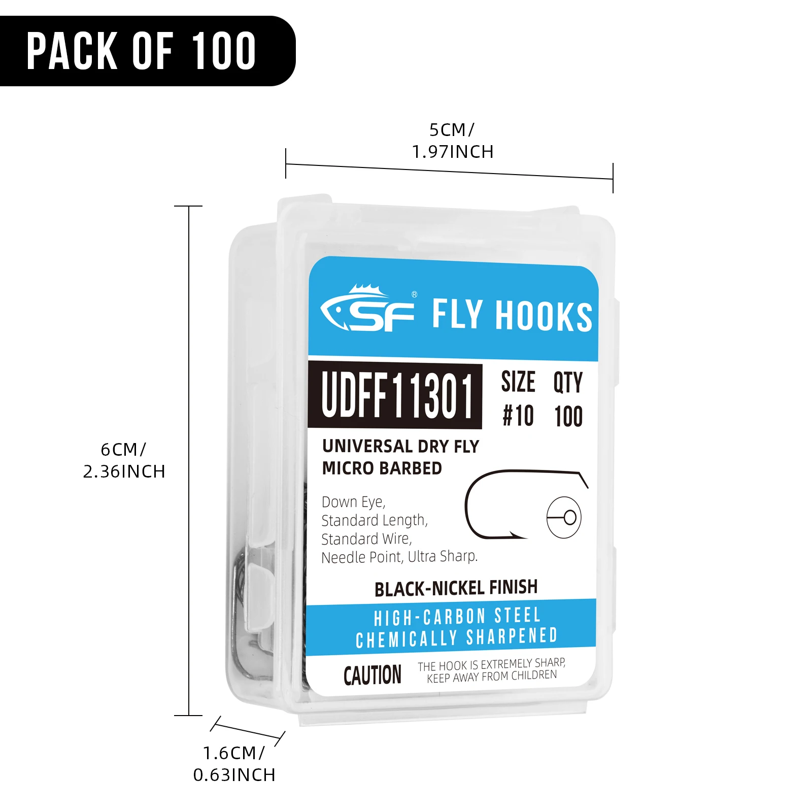 Hooks Universal Dry Fly Hooks Slightly Barbed Fly Fishing Hooks 100Pcs/Box Fishing Accessories in #10/#12/#14/#16 Size
