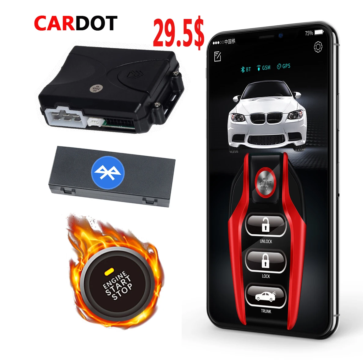 KOL Cardot BT Автомобильная электроника автомобильное зажигание невидимая сигнализация Система безопасности кнопка дистанционного запуска и остановки двигателя
