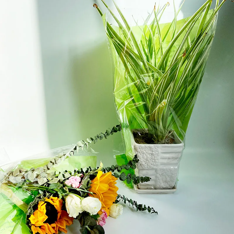 Custom clear opp pp cpp plastic transparent plant flower pot packaging sleeve