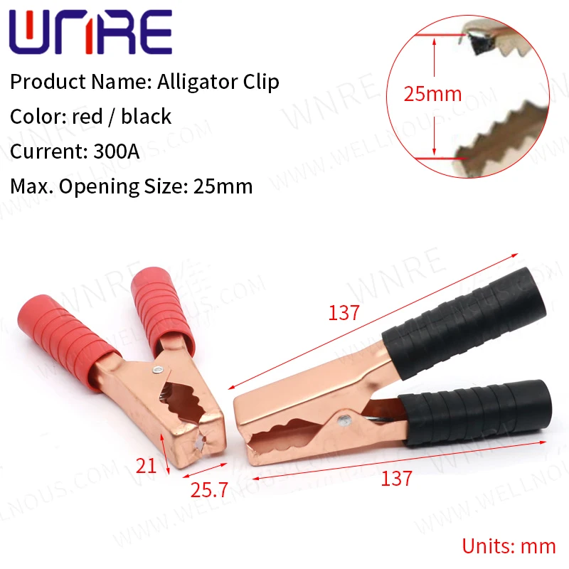 1 Pair Black Red Soft Plastic Coated Soft Plastic Coated  Mini Alligator Test Clips Crocodile Electrical Clamp spring clip