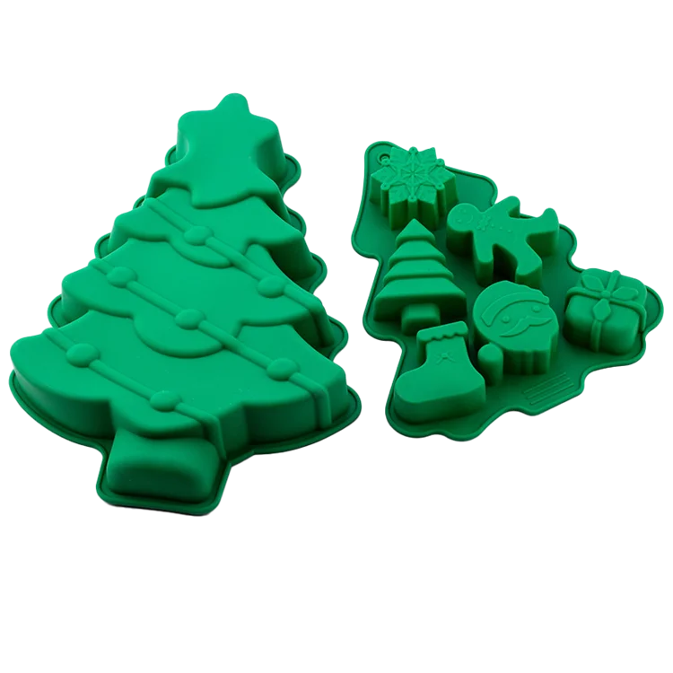 Christmas Tree and Snowman Cake Pan Silicone Gingerbread Man Chocolate Mold Baking Fabrication Services Christmas Molds