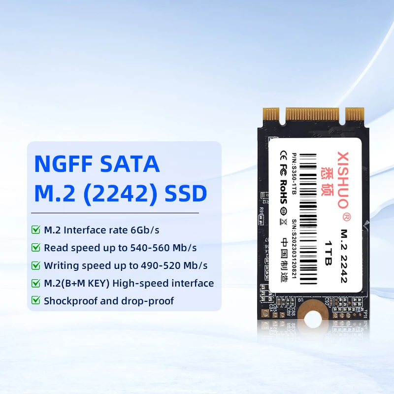 Xishuo sam 128GB PCIe 3D NAND Flash Internal SSD Hard Disk Drive NGFF 2242 Laptop M.2  Interface Used Product 2TB Capacity SSD
