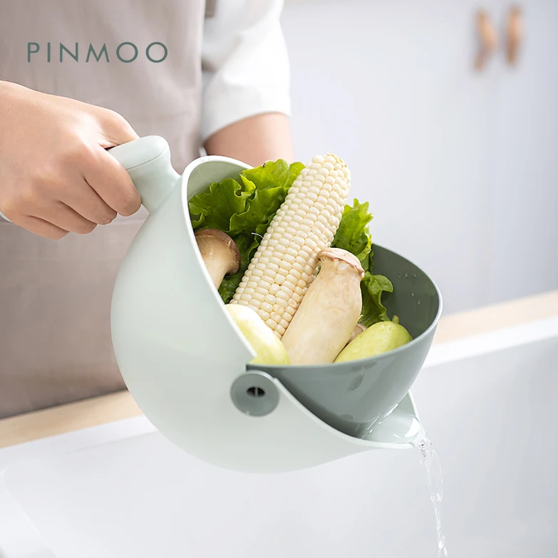  Pinmoo 2-in-1минималистский стиль овощные Фрукты мойка Чаша Пластиковая сливная корзина с