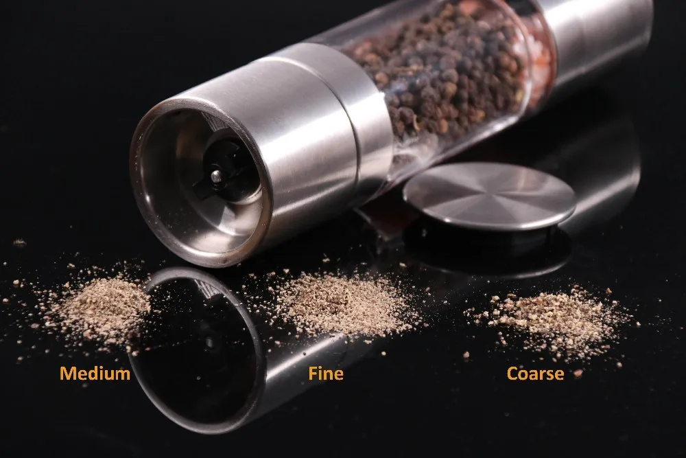 Kitchen supplies seasoning bottle 2 In 1 salt and pepper grinder black pepper mill grinder