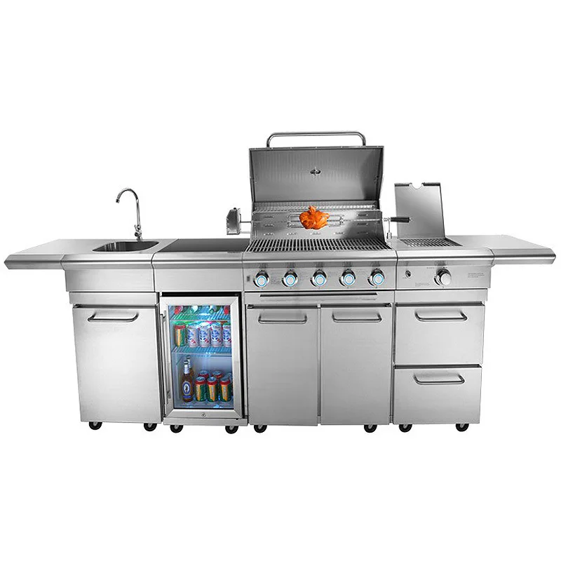 2024 Outdoor Kitchen BBQ Island Courtyard Style Stainless Steel  Kitchen  Barbecue gas Grills