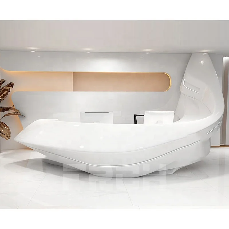 Luxury Custom Design Unique Special Shape Artistic Front Counter Hotel Gym Spa Beauty Salon Reception Desk