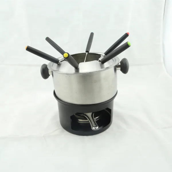 Stainless Steel Fondue Set Pot Forks for Chocolate Caramel Cheese BBQ Sauces
