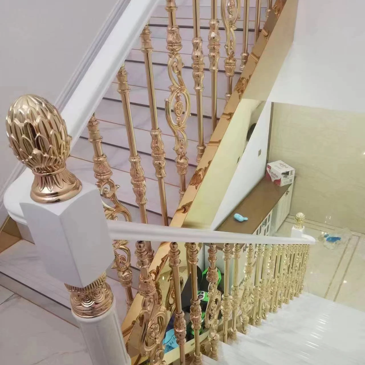 luxury italy calacatta gold marble stair for home luxury christmas decorations for home stairs curved spiral staircase