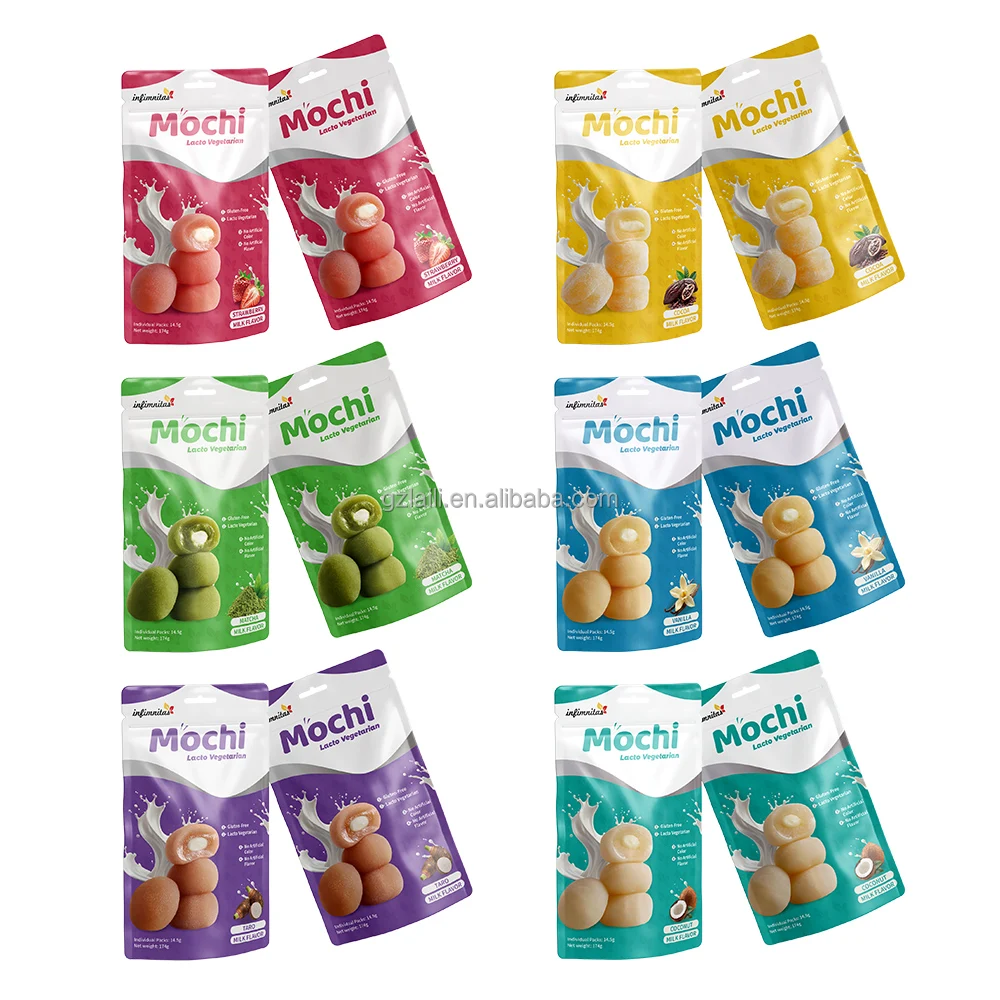 Factory Sandwich with Sweet Grain Snacks Desserts Japanese Mochi Vanilla milk flavor Rice Cakes Desserts