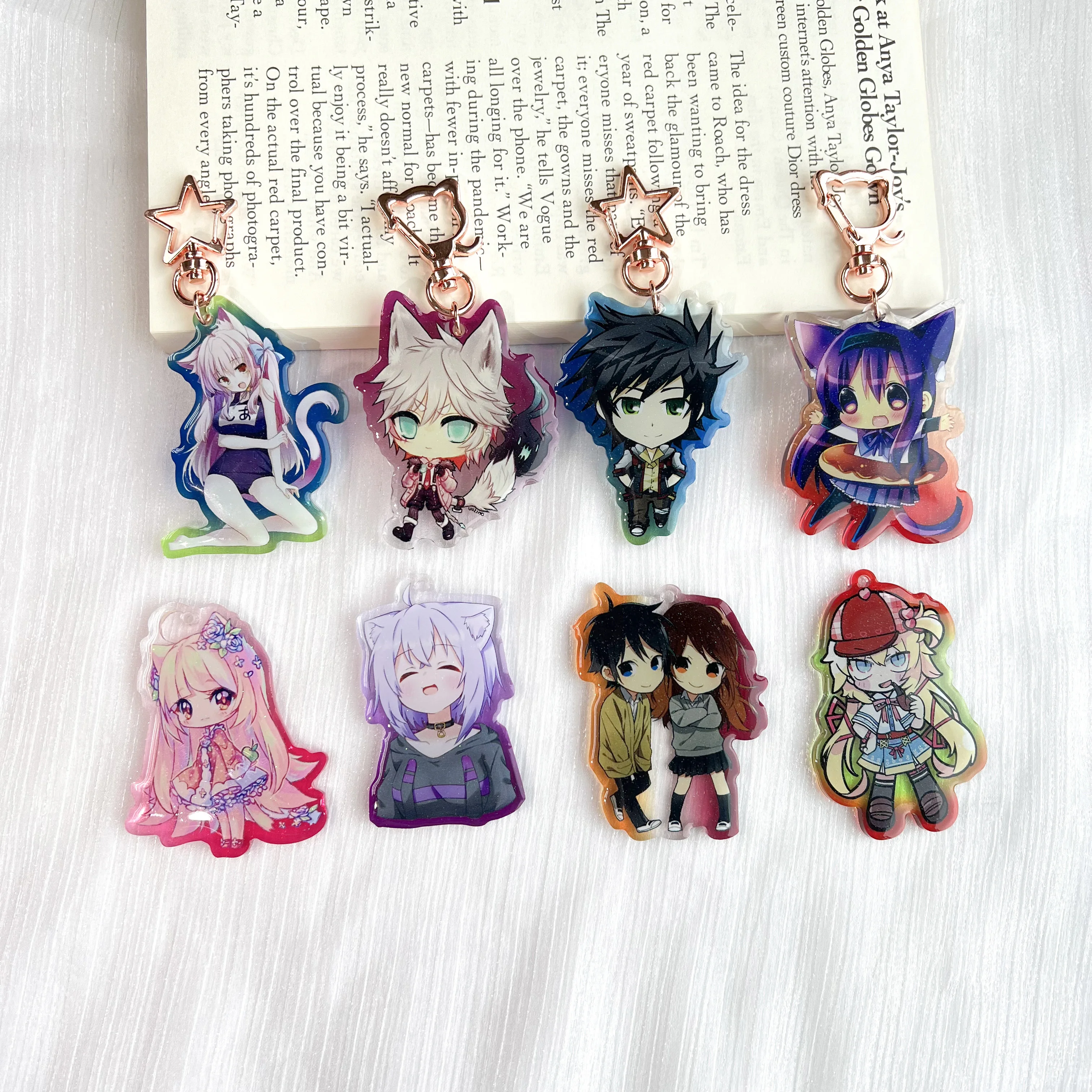 Custom Printing Clear Acrylic Holographic Charm  Personalized Anime Plastic Keychains