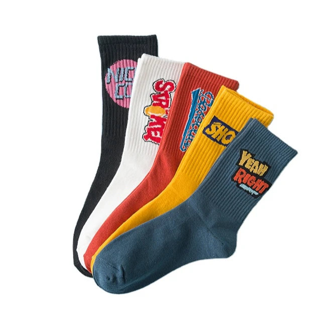 
Wholesale MS08 Customised Printing Label Breathable Calcetin Box Packaging Crew Cotton Unisex Sports Socks 