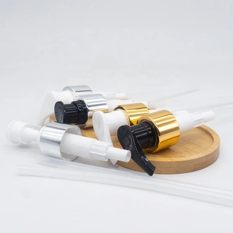 24/410 28/410 Gold Cosmetic shampoo Dispenser Silver Lotion Aluminum Plastic White black Cream silver Oil emulsion screw Pump