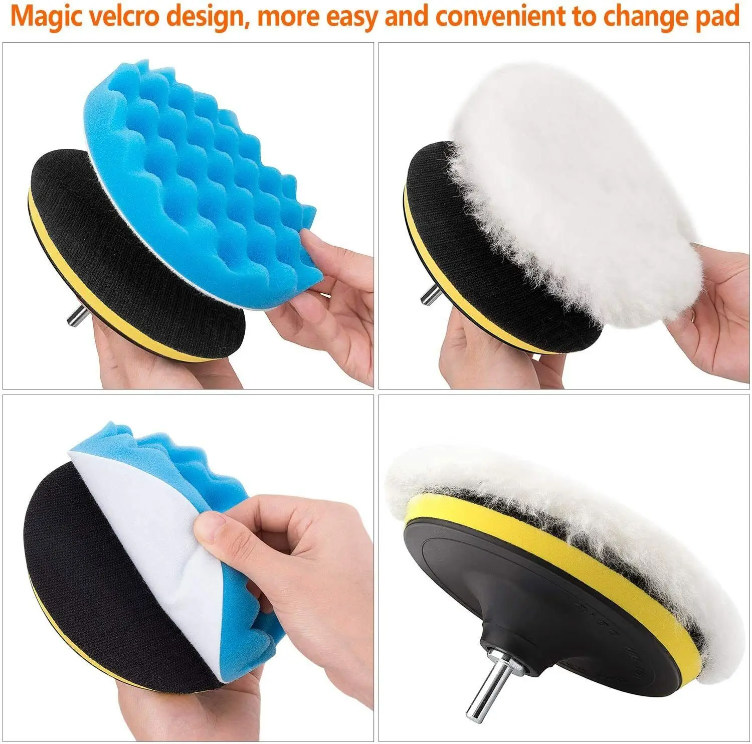 8PCS 5 in Car Foam Buffing Polishing Pads for Drill Waxing Wool Buffer Wheel Kit