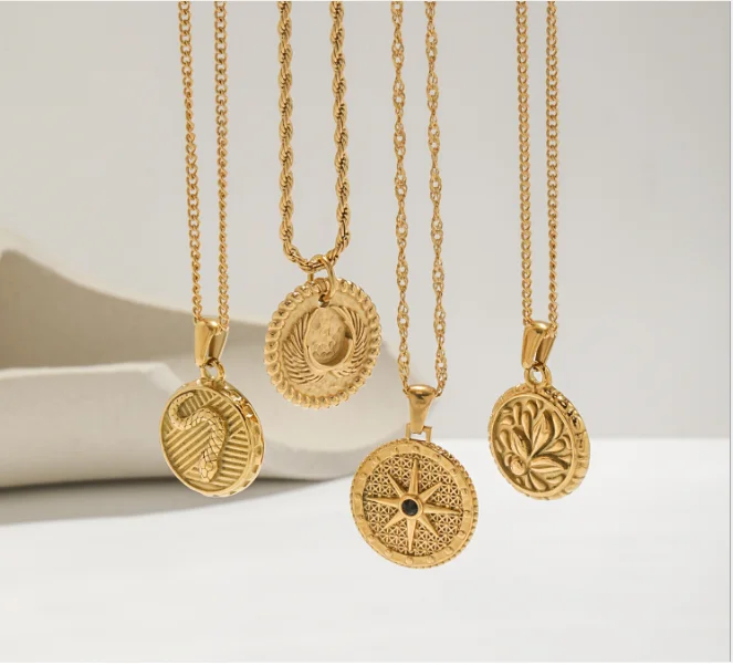 Manufacturer custom necklace water proof  saturn necklace none fade gold jewelry wholesale women coil necklace jewellery