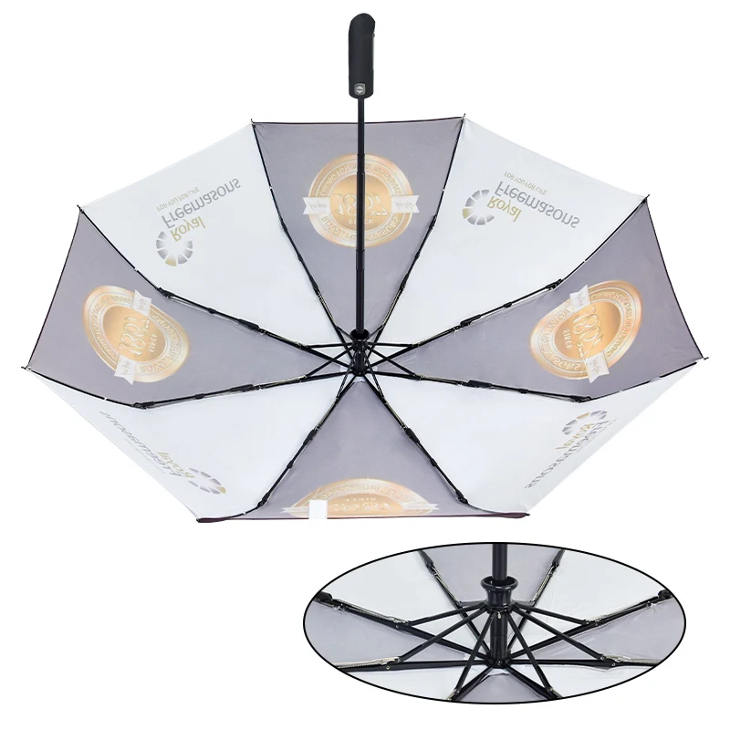 DIY Customized Design Sublimation automatic 3 Folding Umbrella With Customized Gift Box