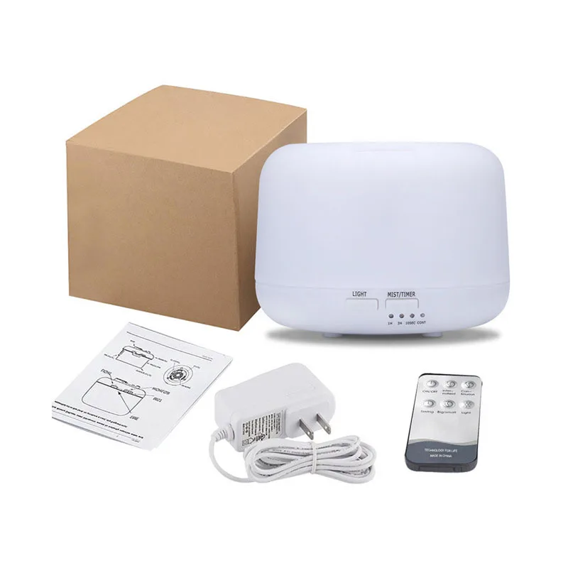 500ml Remote Control Essential Oil Diffuser Air Aroma Humidifier Aromatherapy Machine Timer Setting 7 Color LED Light Auto Off