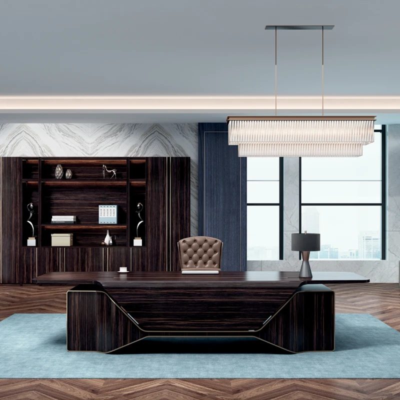 Роскошная продвинутая краска для выпечки, натуральная кожа черного дерева, разблокировка отпечатков пальцев, многофункциональный мобильный кабельный ящик President CEO, настольный стол