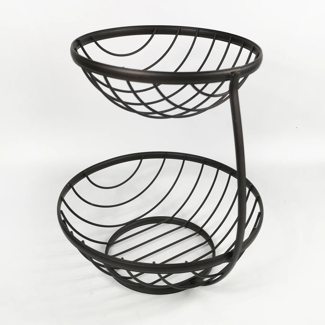 Double tier metal wire storage basket fruit basket