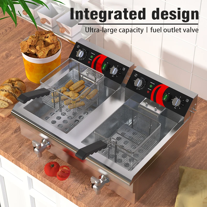 13L liter Temperature control electric potato chips fryer machine with cover