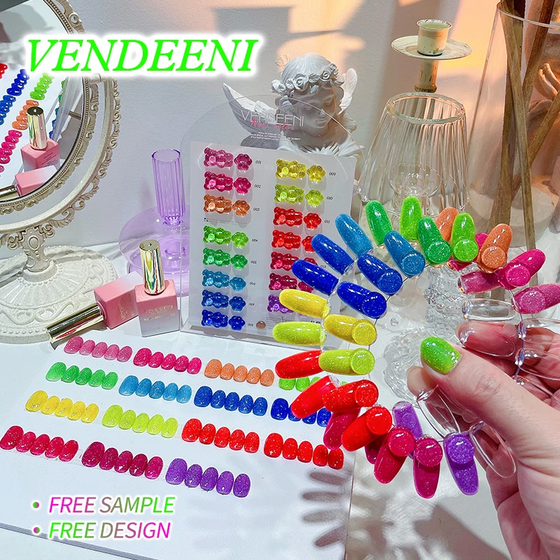 Vendeeni Newest 15ml Glow In The Dark Disco Nail Gel Polish Crystal Diamond Flash Glitter Disco Reflective Flake Gel Nail Polish