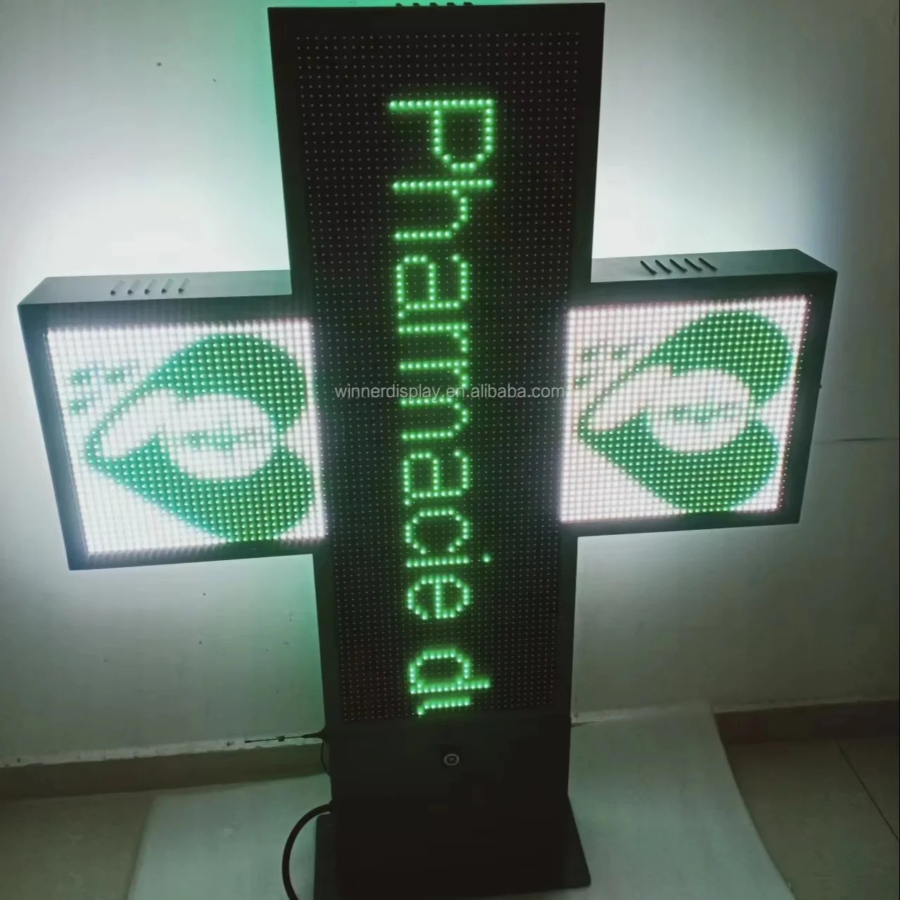 P8 led pharmacy cross sign outdoor full color 800mm HD 3d effect animation  pharmacy cross led screen for advertisement