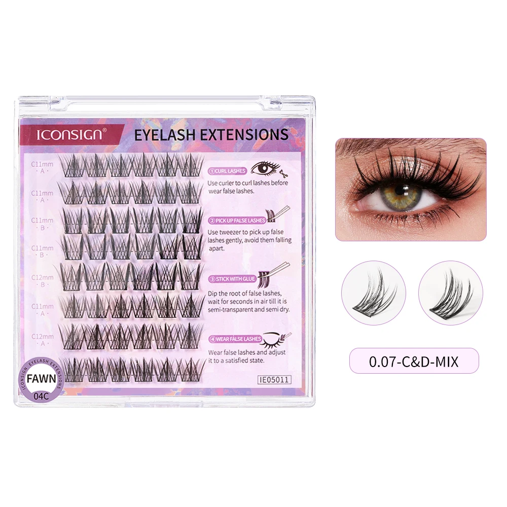 Wholesale individual lash clusters eyelash 3d faux mink diy lash extension kit Pre-cut segment cashmere eyelash extensions