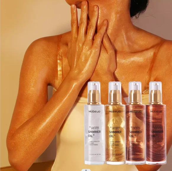 OEM/ODM Private Label Vegan Glowing Body Oil Cosmetic Glitter Organic Pure Natural Body Shimmering Oil