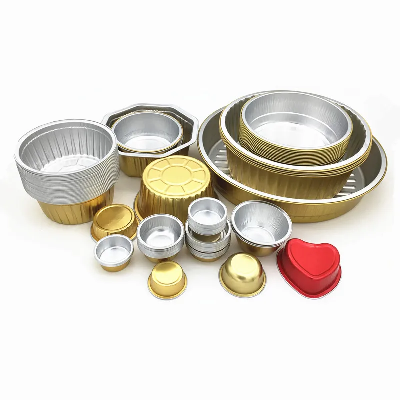 35ml Mini Gold Disposable round Food Grade Aluminum Foil Cup with Lid Sauce Container