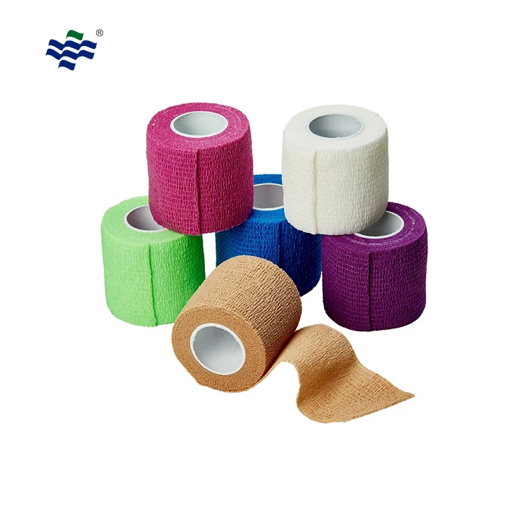 Medical colored conformable self adhesive wrap roll cohesive elastic bandage for horse use