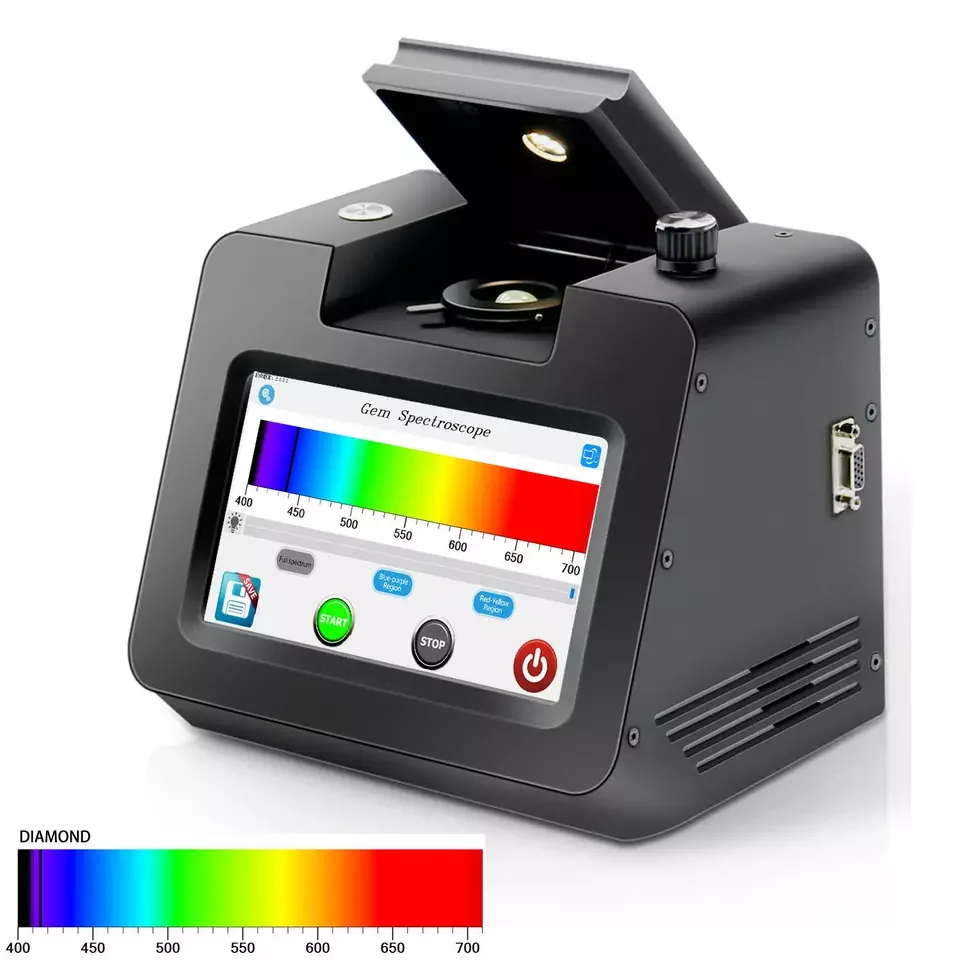 Fable Desktop Electronic digital Gem Spectroscope with screen showing results scale range from 400 to 700nm
