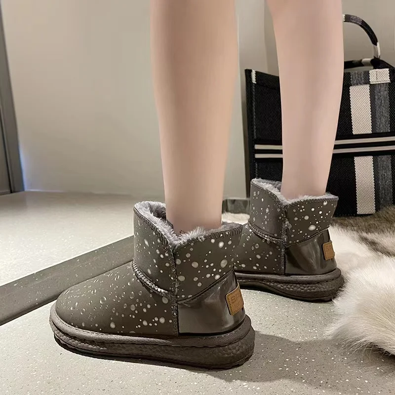 Classics Snow Sheepskin Winter Boots Sheepskin Leather Mid Calf Fur Genuine Australia Lined Warm Outdoor for Women Pink Fashion