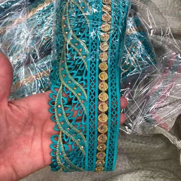 
Multi-colored Lace Trimming Nigerian Lace Trim with Decorations 
