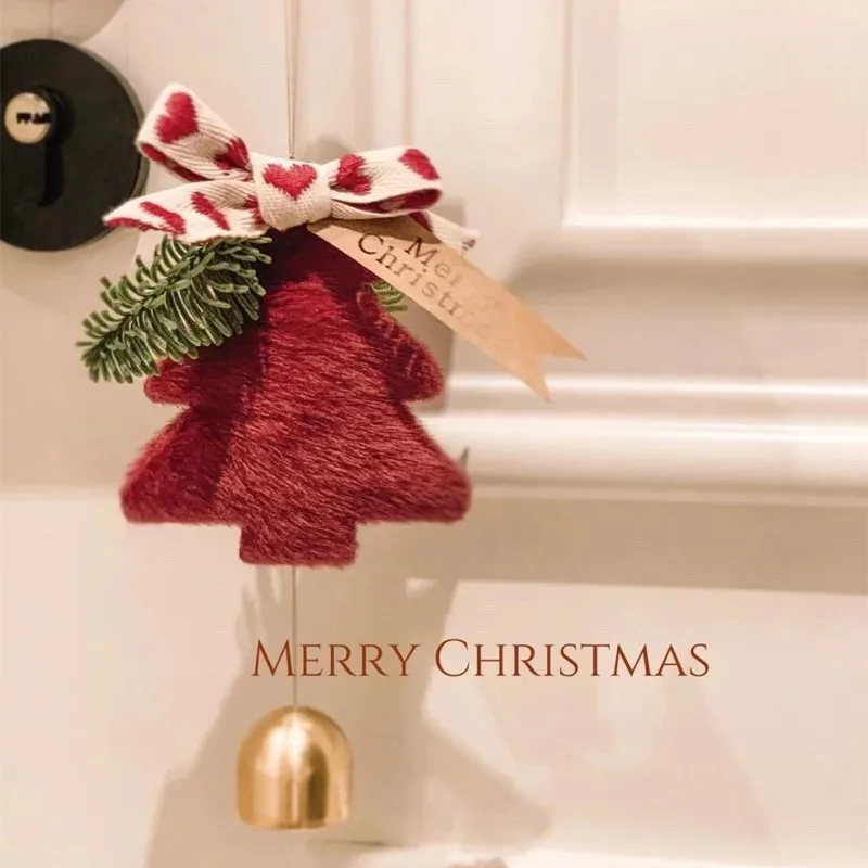 Xmas Hanging Ornaments Plush Christmas Tree Bell Merry Christmas Hanging Christmas Decorations for Tree