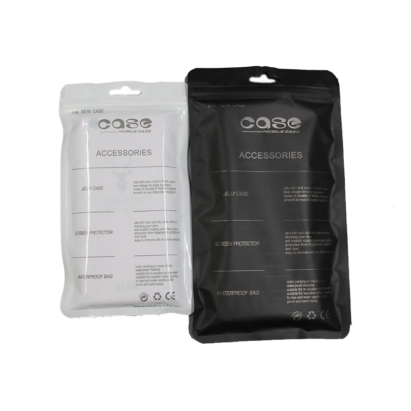 Custom Logo Printing Glossy Plastic Ziplock Clear  Bags Mobile Phone Case Cover Usb Cables Packaging Pouch