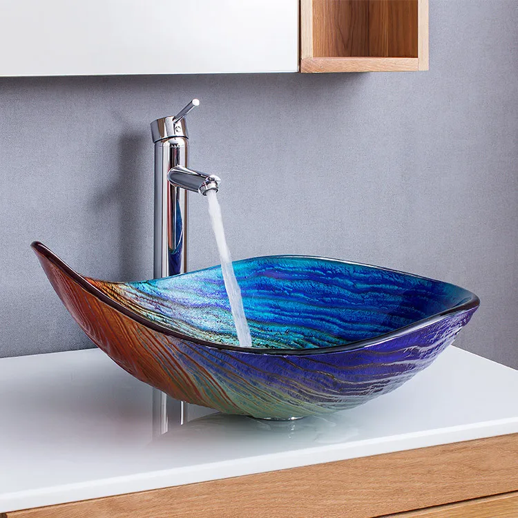 LONGSTAR Artistic Tempered Glass Water Droplet Countertop Basin
