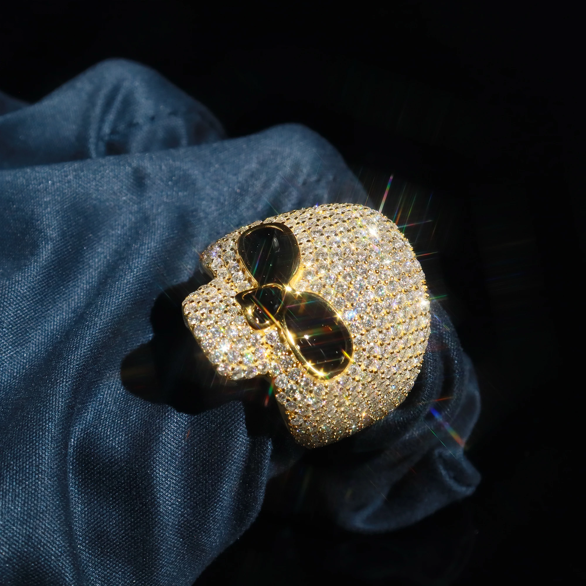 Personalized Luxury Iced Out Skelton Silver And VVS1 Moissanite Ready To Ship Customized HipHop Rings Print Inner Mark