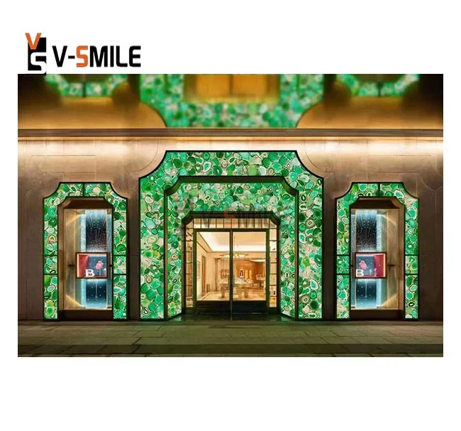 Green Agate countertop Backlit large agate slab for flooring and wall panel