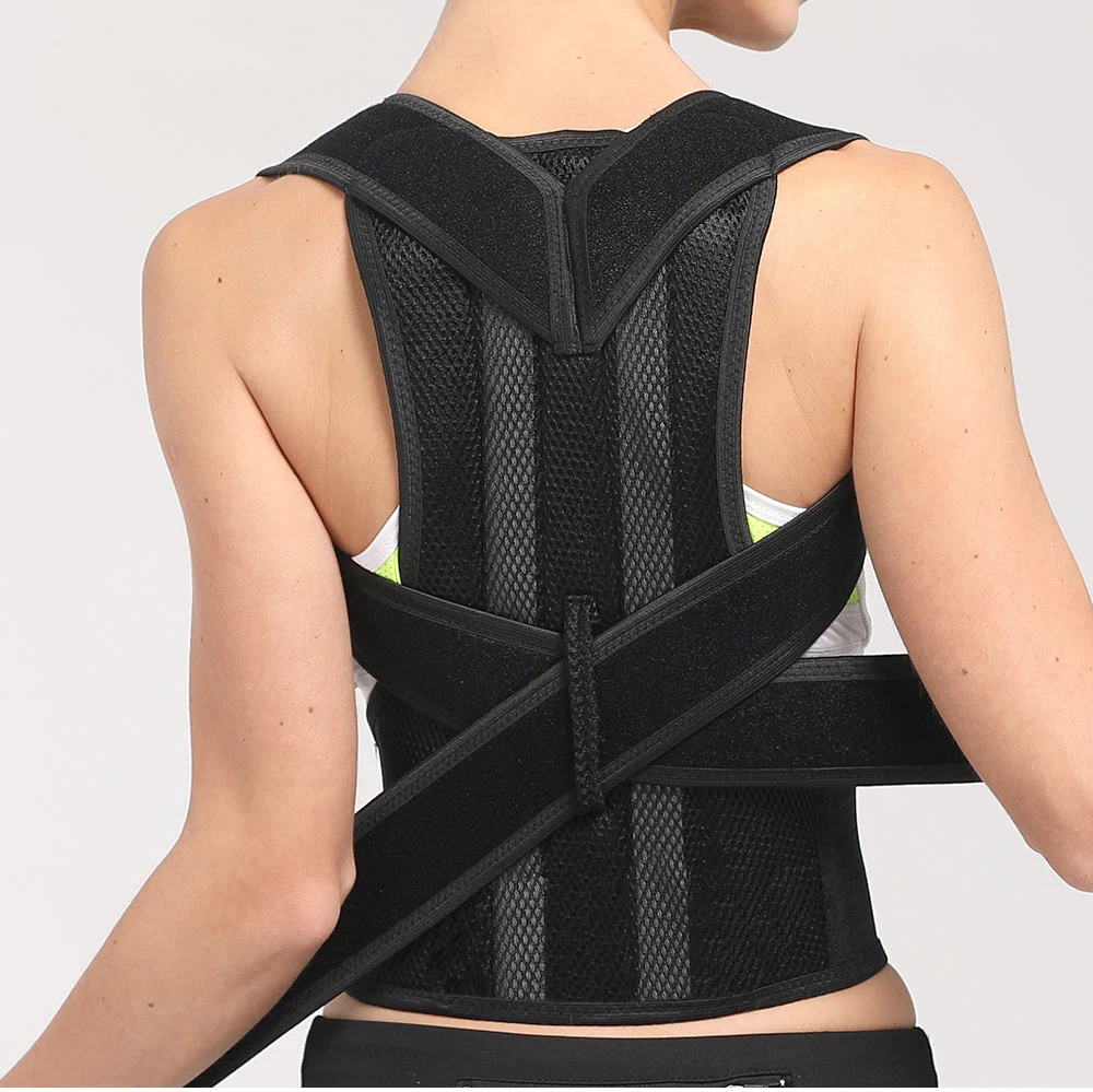 New Fully Adjustable & Comfy Back Support Brace Posture Corrector for Neck Improves and Pain