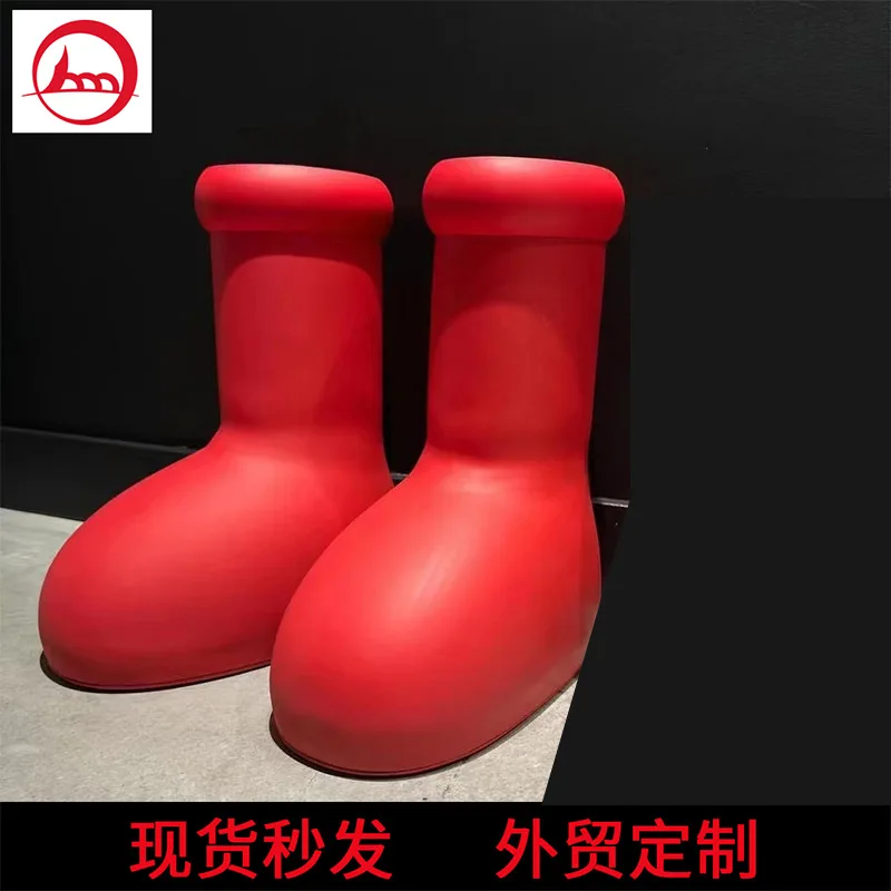 Fashion trend cute Mixed material rainy day women sneaker boots Astro Boy Women children red knee-length shoes