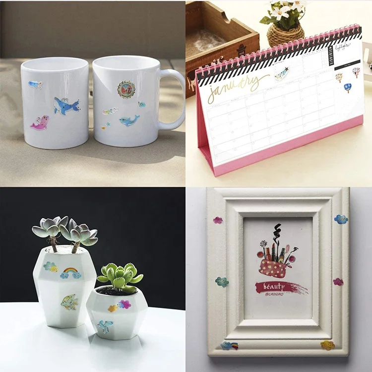 
High Quality Self-adhesive Lovely Waterproof Easy to Stick Remove Epoxy Stickers Decoration Notebook Cute School Stickers 