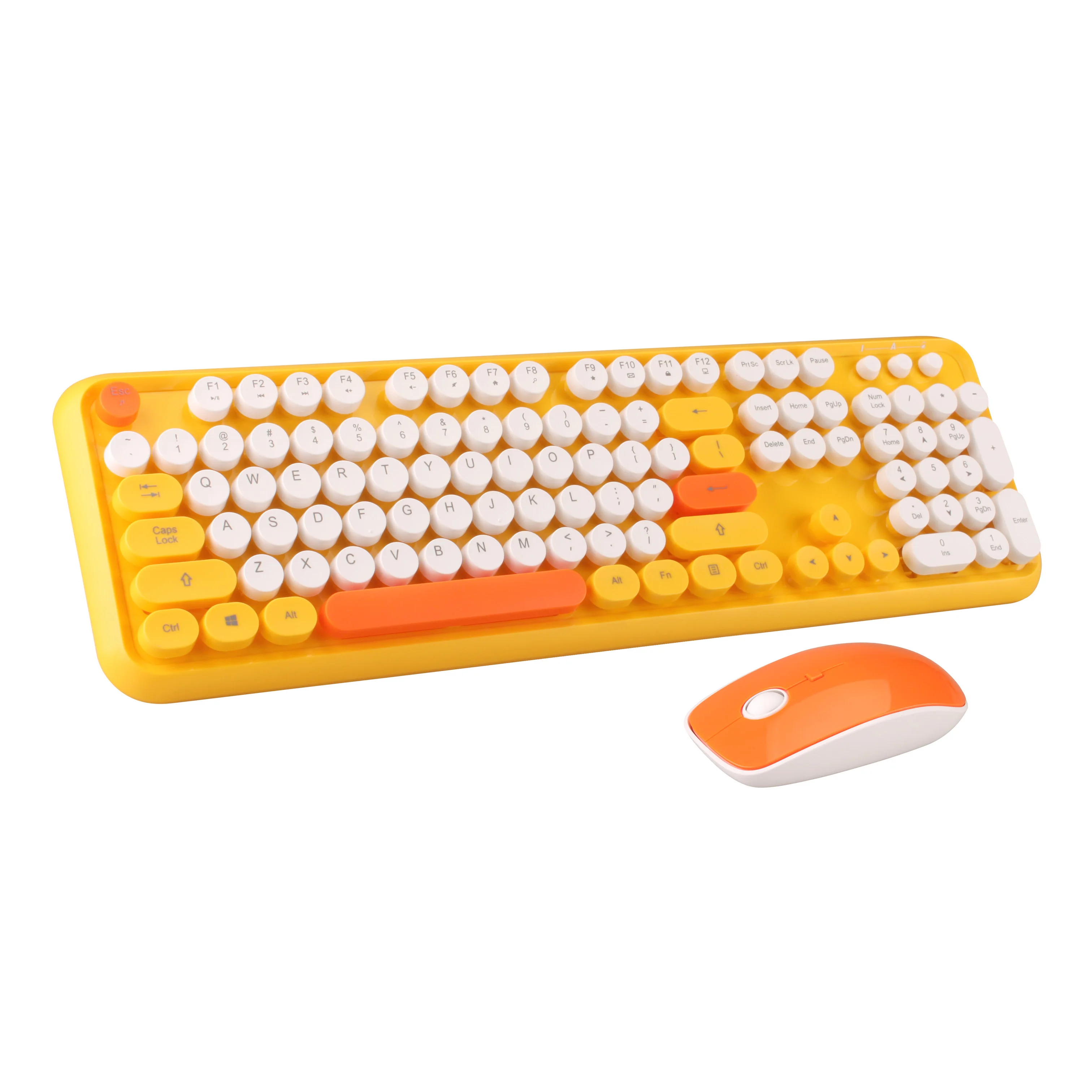 2.4G wireless keyboard mouse combo set and full size keyboard with Elegant round-keycap design, built-in iron plate