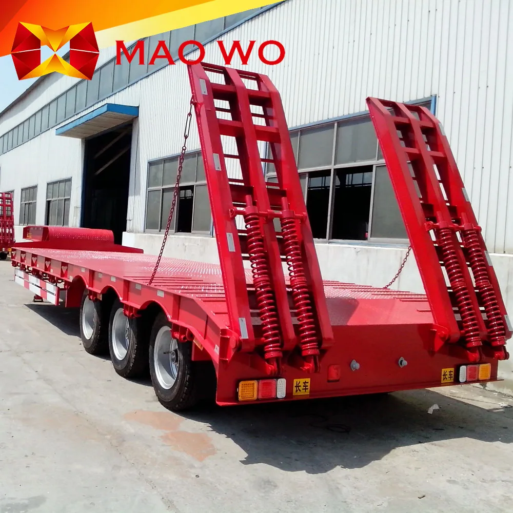Customized 40FT Chassis 3 Axle Excavator Transport  Low Bed Trailer for sale