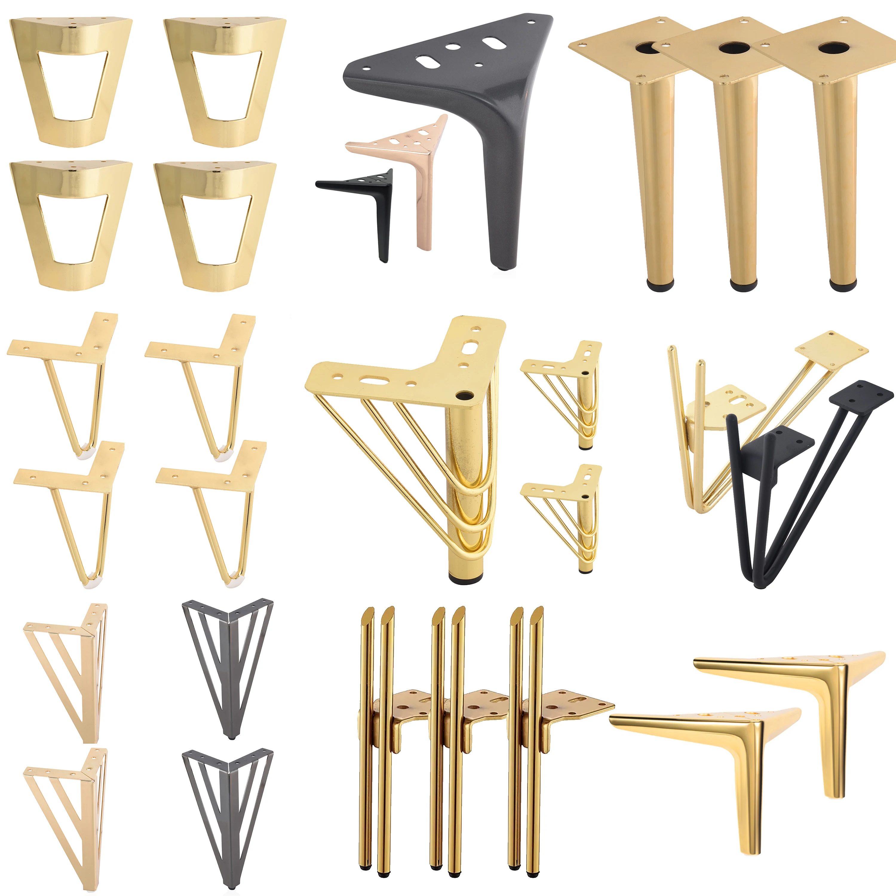 BN Furniture Legs Modern Luxury Chrome Side Bedside Bench Feet Console Metal Furniture Bed Cabinet Sofa Legs for Sofa Gold Steel