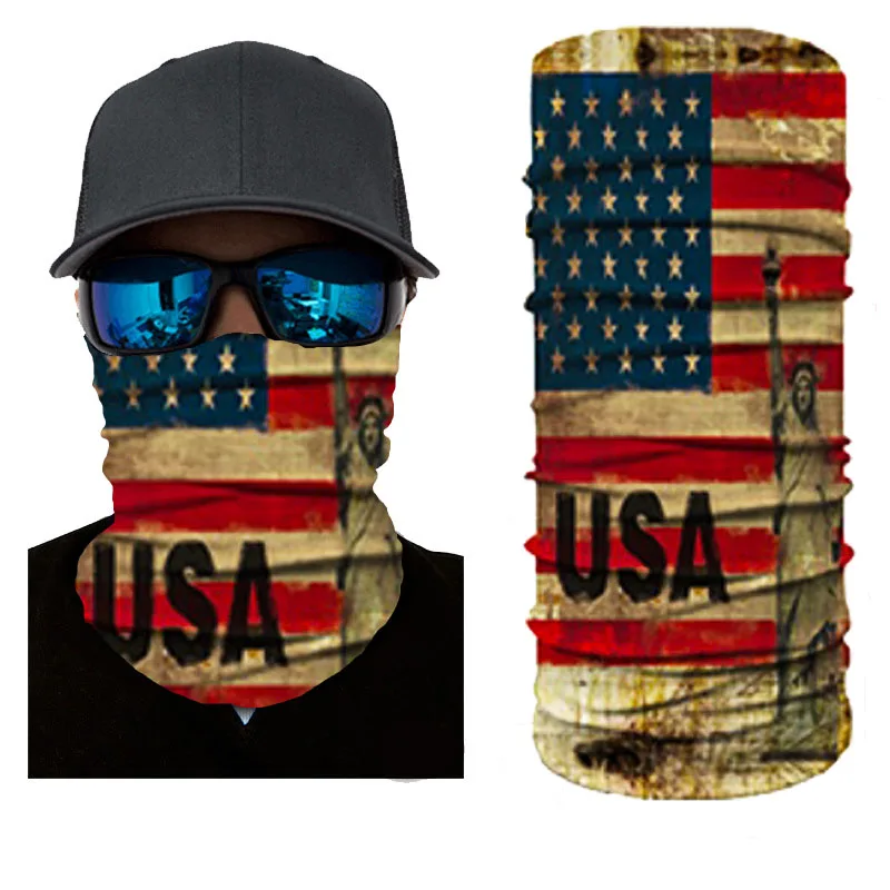 Бесшовная бандана, трубчатый головной шарф, дышащий головной убор, шейный Гетр для езды на велосипеде, пеших прогулок, бега, в американском стиле