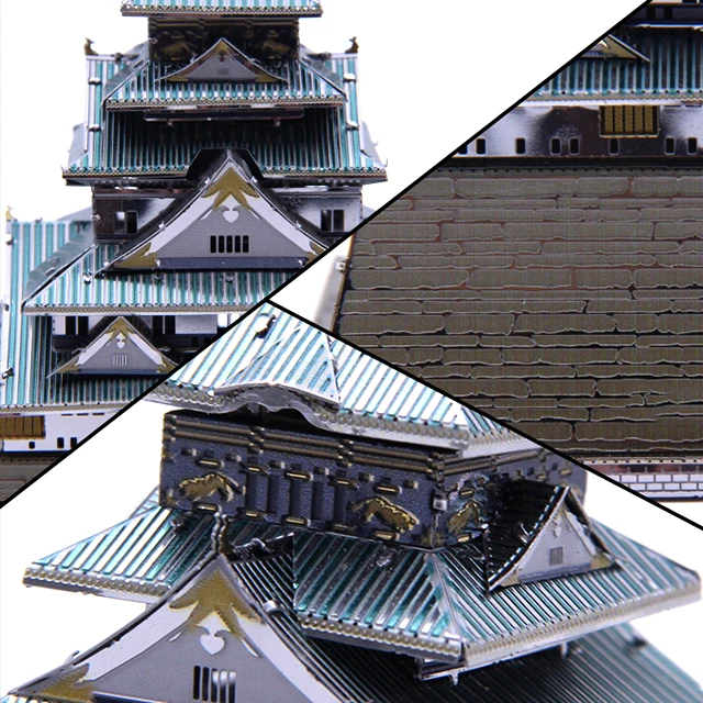 Colorful Osaka Castle Japan 3D DIY Metal Model Puzzle Miniature Scale Building Kits Toy Adult Hobby Science Creative Academia