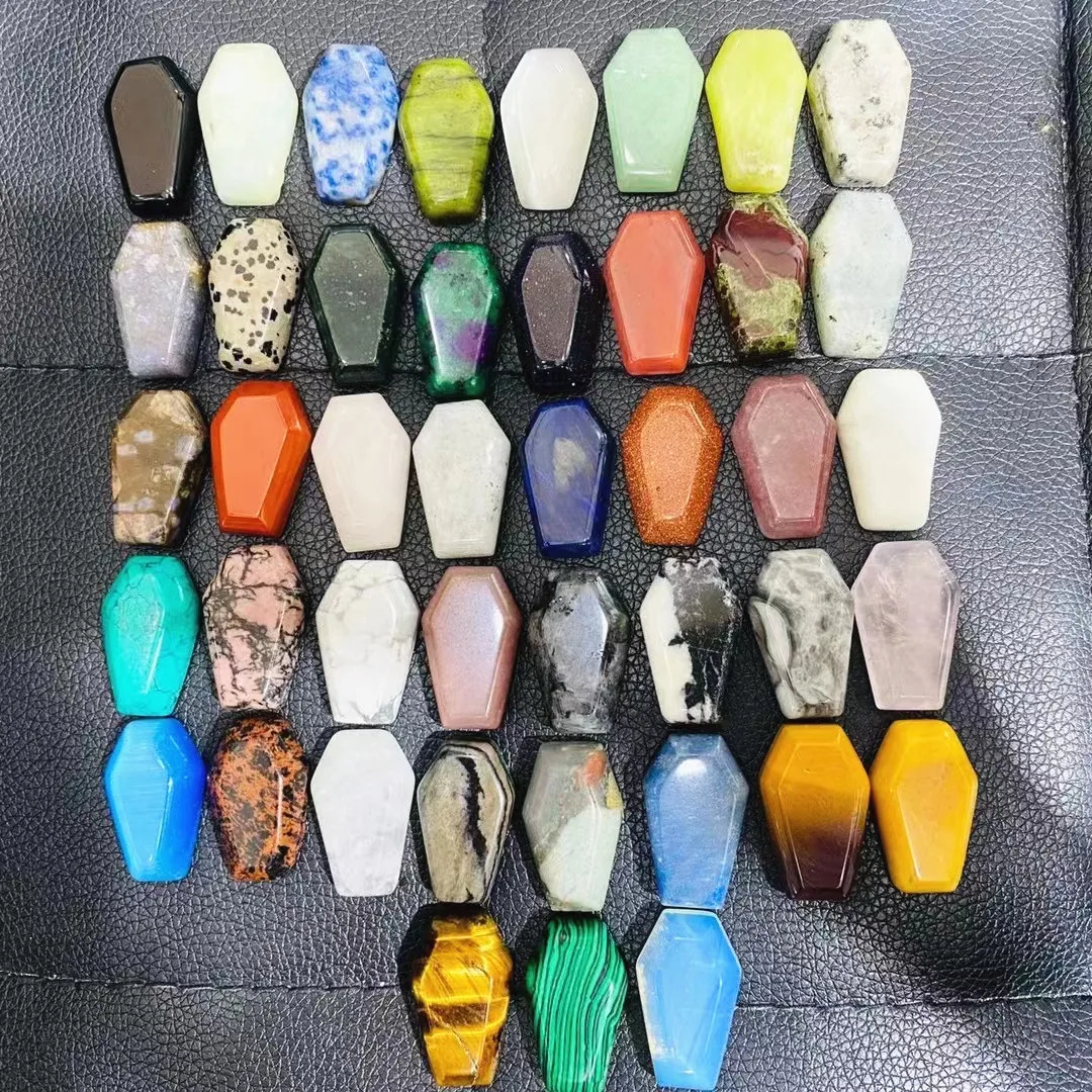 Wholesale Natural Reiki Healing Clear Quartz Crystal Coffin Plate for Meditation Creative Crystal Crafts