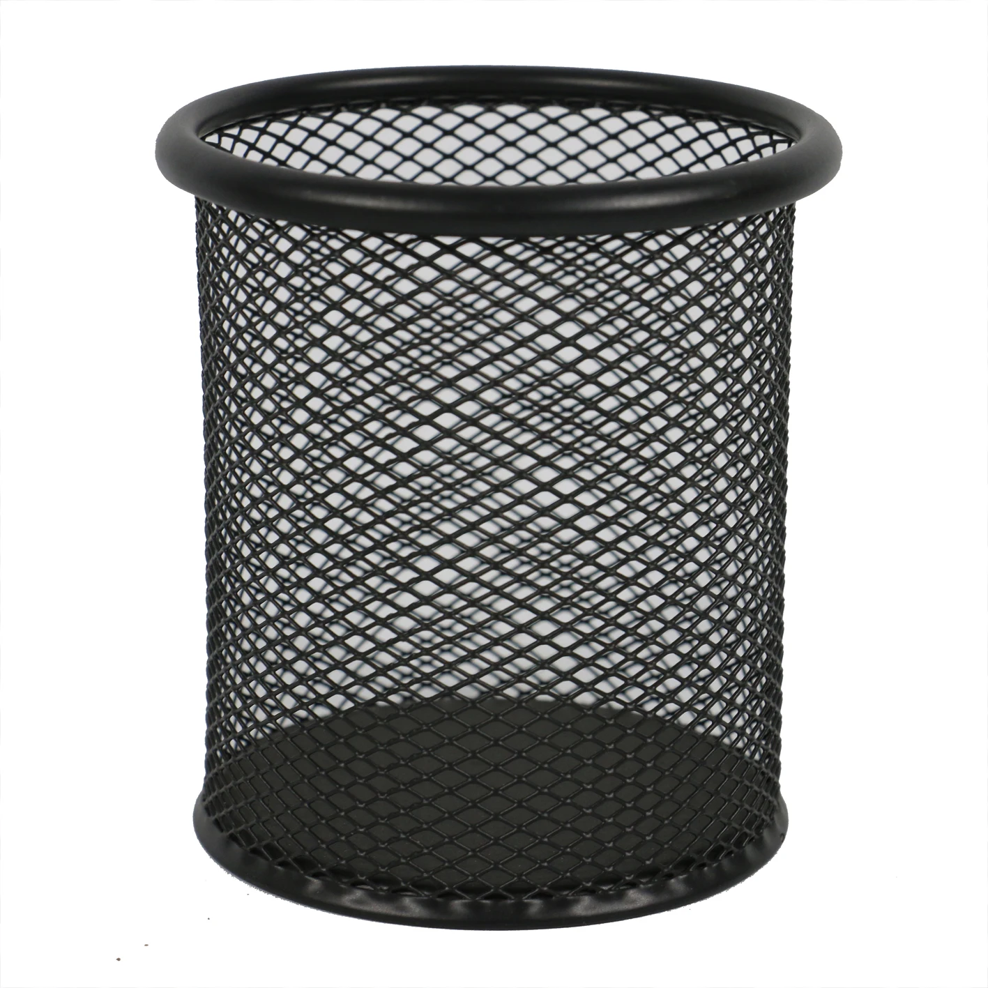 One Piece Wire Mesh Pen Cup Round Black Pencil Pen Holder for Desk Office Pen Organizer Metal Wire Mesh Office Supplies