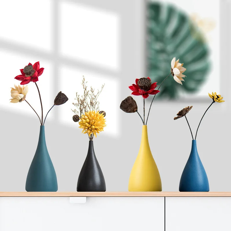 Modern minimalist decorations home furnishings creative ceramic small flower vase artificial flowers in vase