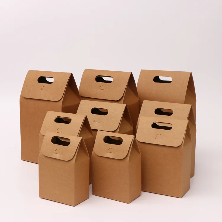 High Quality Pastry Box Kraft Paper Cardboard Portable Nougat Biscuit Baking Boxes for Pastry Packaging